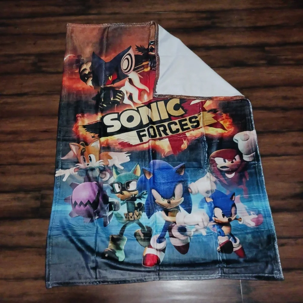 Sonic Forces Fleece Throw Blanket 50x40 Sonic Tails Knuckles Sega Gaming Decor
